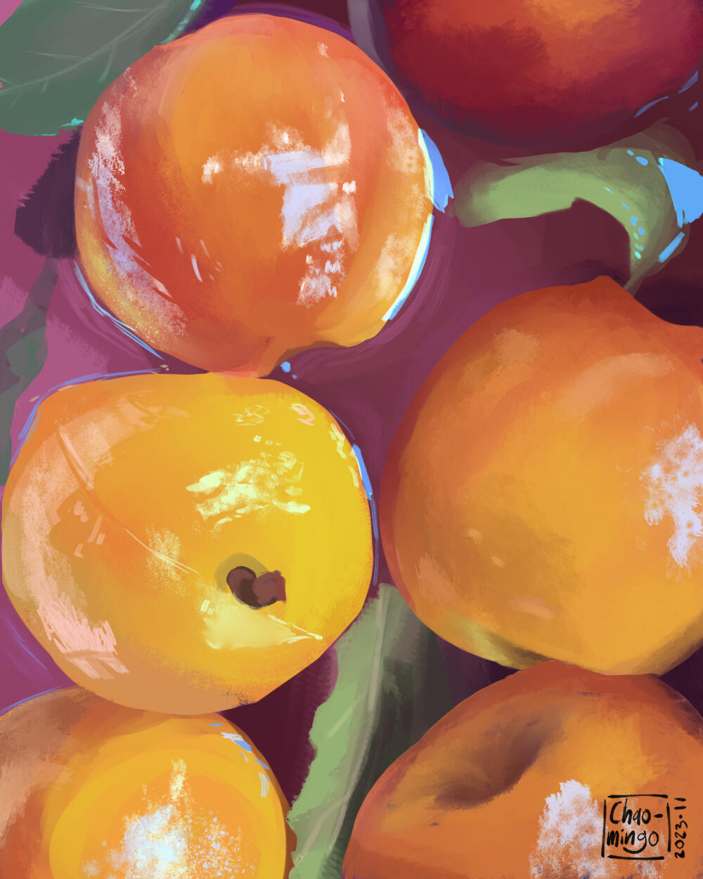 "Wine Poached Peaches" - Painting Study 2024